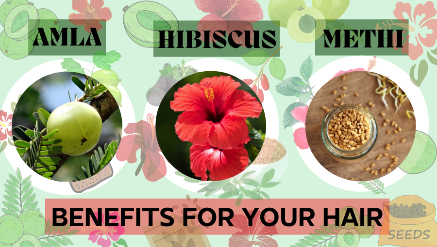 The Benefits of Hibiscus Amla and Methi for hair Unlock the
