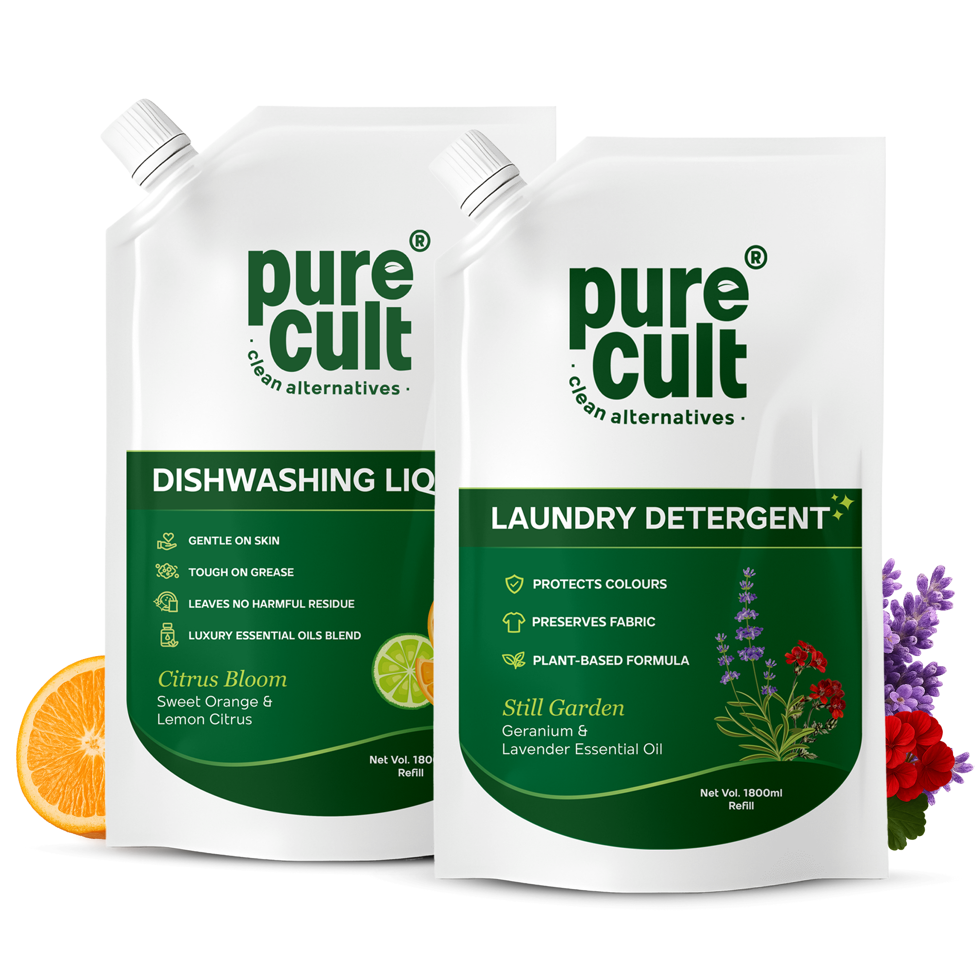 Laundry Detergent & Dishwashing Liquid | 1.8L Pouch Combo