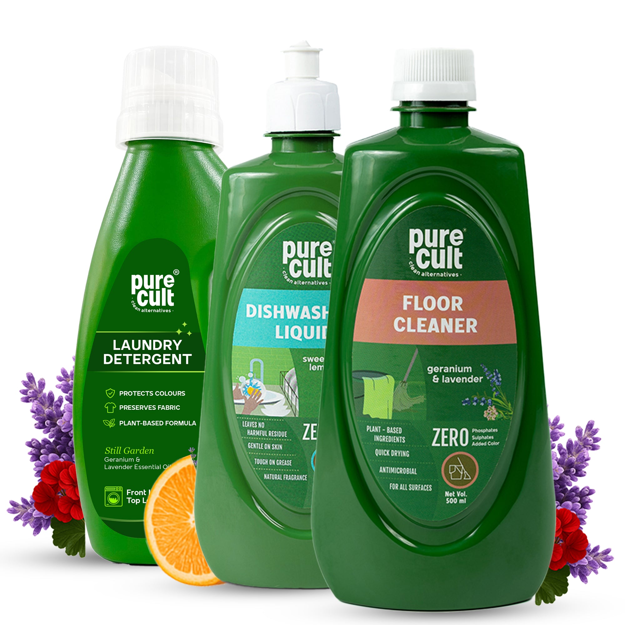 Home Basics Edit | Floor Cleaner 500ml | Dishwashing Liquid 500ml | Laundry Detergent 500ml