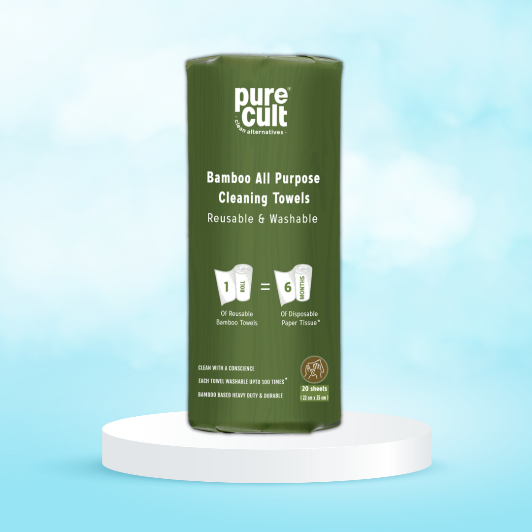 PureCult Refill Pack Bamboo Reusable All-Purpose Towels | 20 sheets | Equal to 6 months of Paper Napkins (Paper Packing)