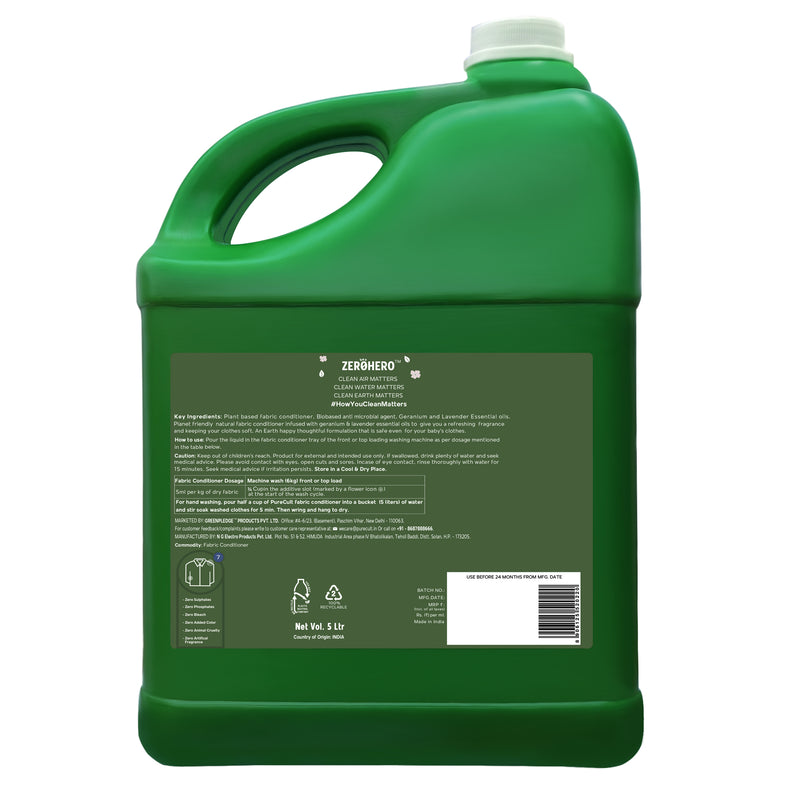 Fabric Conditioner With Geranium & Lavender Essential Oil – Super Saver 5 L Can