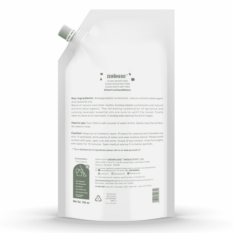 Floor cleaner pouch - back label