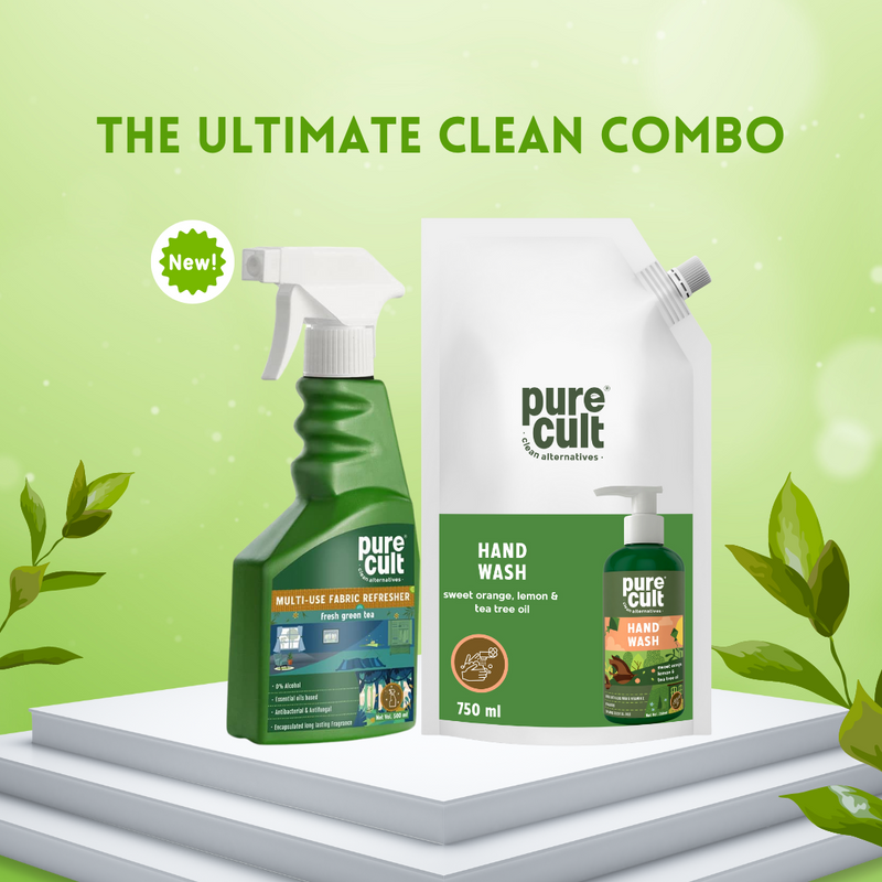 The Ultimate Clean Combo - PureCult Handwash Refill Pouch 750ml + Multi-use Fabric Refresher 500ml