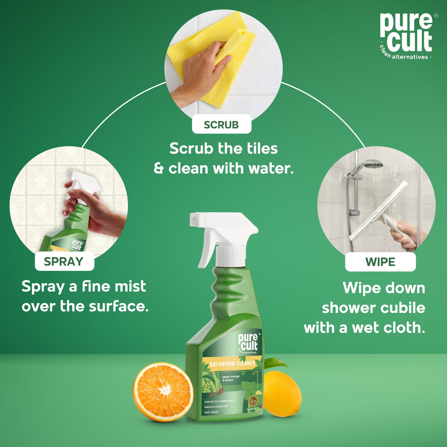 Bathroom Cleaner With Sweet Orange &amp; Lemon Essential Oil – 500ml