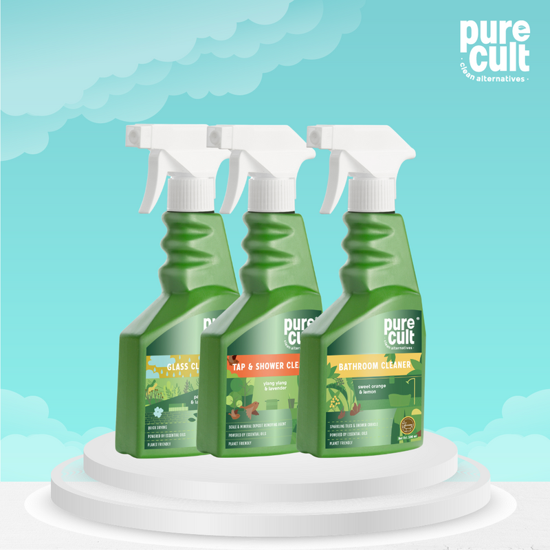 Bathroom Sparklers (Plant Based Ingredients & Biodegradable) - Glass Cleaner, Bathroom Cleaner, Tap & Shower Cleaner (500ml Each)