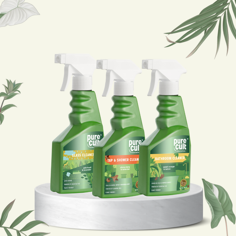 Bathroom Sparklers (Plant Based Ingredients & Biodegradable) - Glass Cleaner, Bathroom Cleaner, Tap & Shower Cleaner (500ml Each)